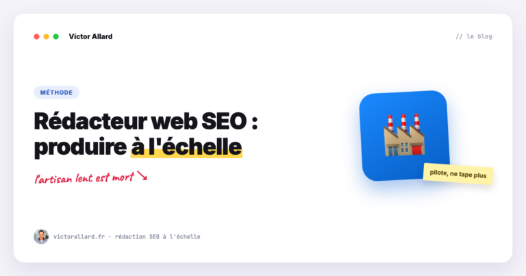 Rédacteur web SEO : comment je produis des articles à l&rsquo;échelle (méthode d&rsquo;un rédacteur outillé)